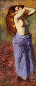 Woman in a Blue Dressing Gown, Torso Exposed 1890
